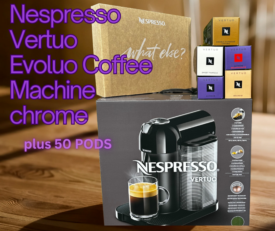 Won VERTUO EVOLUO Nespresso Chrome Coffee Machine with 50 pods ☕☕